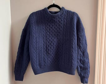 The Irish Store Blue Wool Crew Neck Sweater Size Large