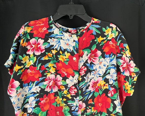 Liz Claiborne Silk Floral Cap Sleeve Blouse - image 7
