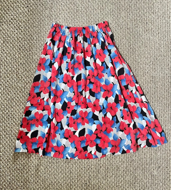 Vintage Multi Color Floral Skirt S/M