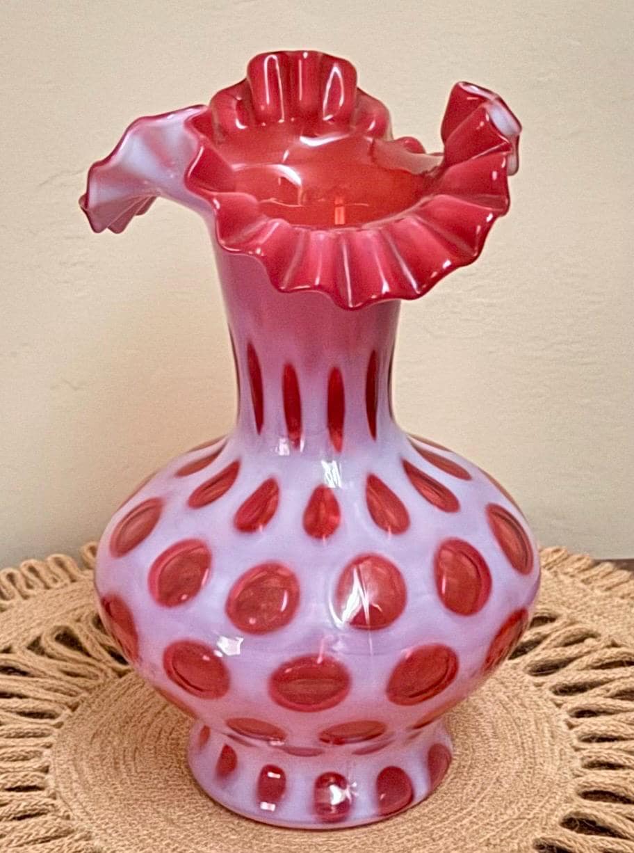 Fenton Red Vase - Etsy