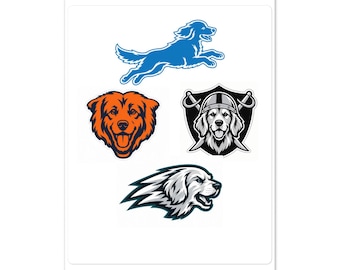 Inspired Golden Retriever Sticker Sheet – Football Dog Stickers, Bears, Lions, Raiders & Eagles Inspired