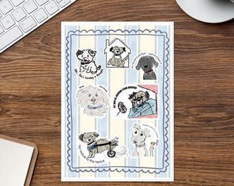 Hand Drawn Rescue Dog Sticker sheet