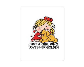 Una chica y su Golden Retriever - Lindas pegatinas sin burbujas de Golden Retriever