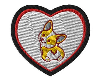 Parche bordado de corazón de Corgi