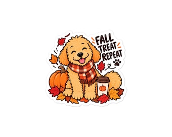 Pegatina de otoño para perro Goldendoodle – ¡Repite el gusto de otoño!
