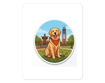 Pegatina de Golden Retriever de Illinois – Calcomanías de vinilo troqueladas para perros del campus universitario