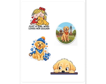 Cute Golden Retriever Sticker Sheet – Dog Lover Stickers, Just a Girl and Her Dog, Fall Illinois Sticker, Winter Dog & Golden Retriever