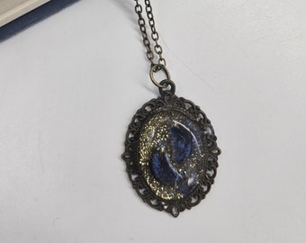 Vintage Brass Look Handmade Resin and Venus Flytrap Necklace
