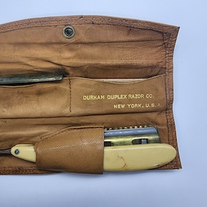 Vintage Durham Duplex Folding Straight Razor + Wallet