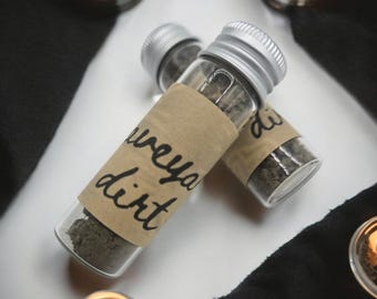 Ethically Sourced Graveyard Dirt – 1/2 oz Glass Jar | Hoodoo & Folk Magic Curio