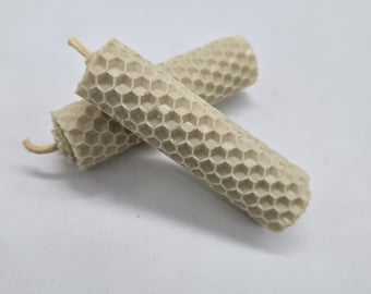 Small 3.5″ White/Cream Hand-Rolled Beeswax Spell Candle – All-Natural Ritual Candle – Altar Supply