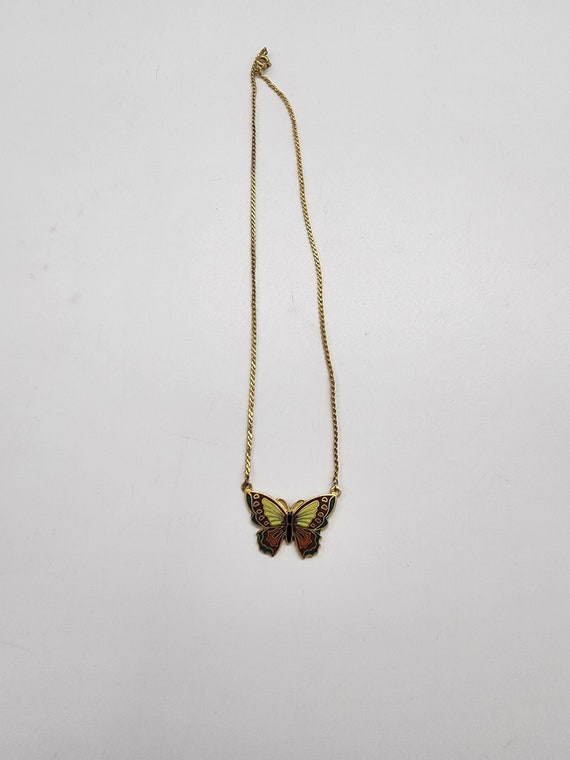 Vintage gold tone butterfly necklace