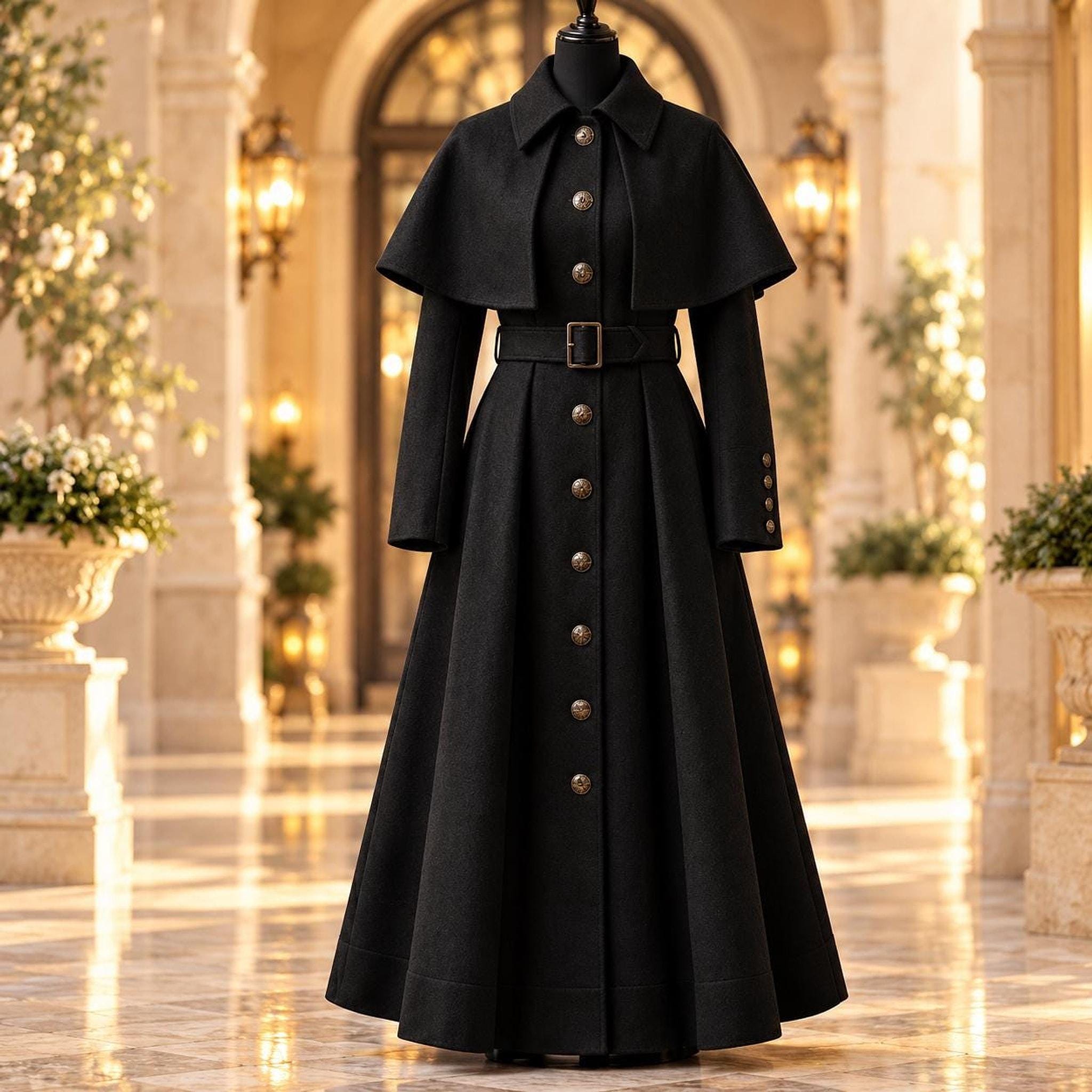 Vintage Long Black Wool Coat - Etsy