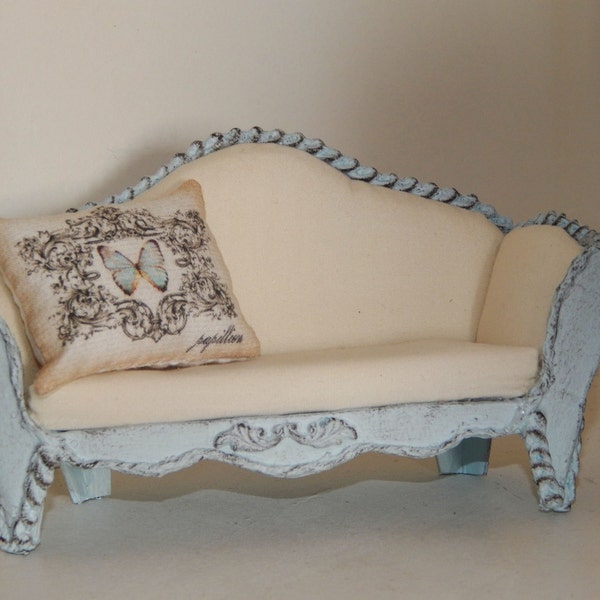 Shabby sofa style miniature dollhouse 1:12 scale