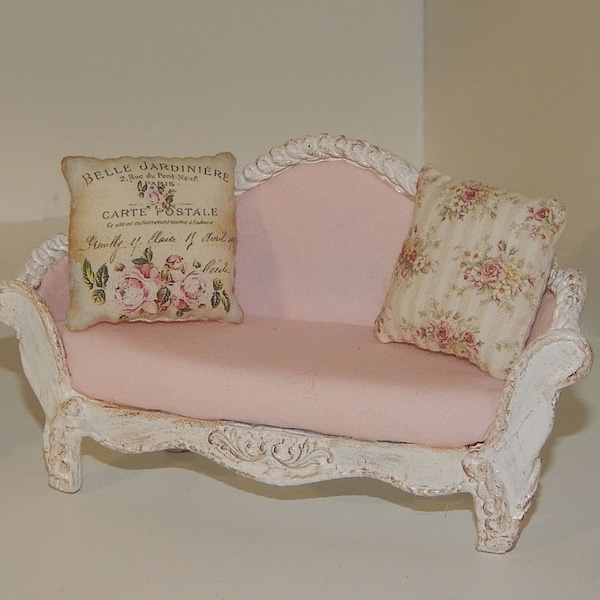 Shabby sofa style miniature dollhouse 1:12 scale