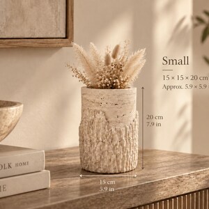 Travertine Vase Set – Handmade Sculptural Natural Stone Vases for Dried Flowers Small 15×20cm / 6×8"