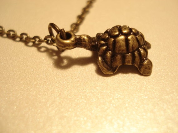 Turtle Locket Tortoise Necklace Brass Vintage Sea turtle Necklace Jewelry