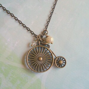 Bicycle Necklace Penny Farthing Brass Vintage Bike Pendant Bicycle Jewelry