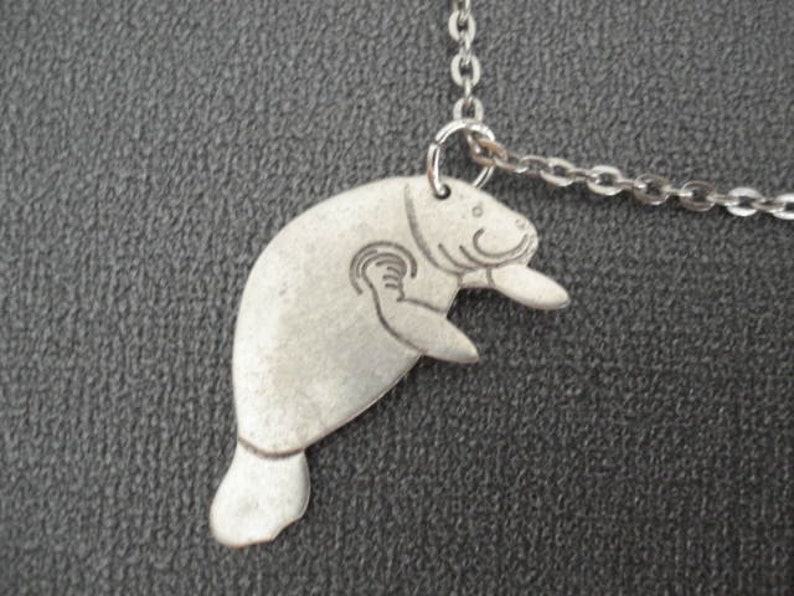 Manatee Necklace Silver Manatee Charm Necklace Silver Manatee Jewelry Beach Jewelry