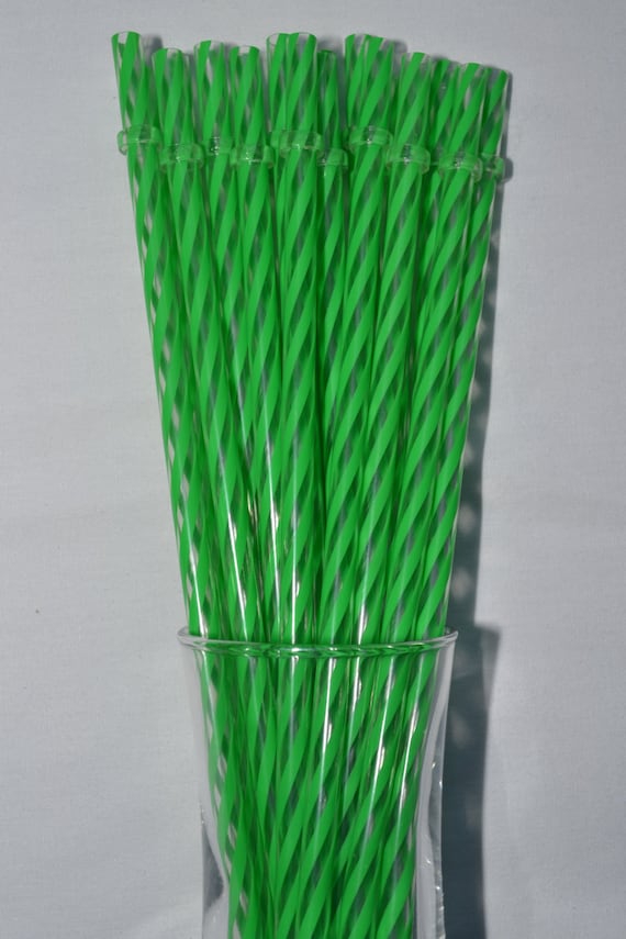 11 Green & Clear Swirly Straws Reusable Inch Clear Straws with Rings - BPA  Free - Free Shipping / Acrylic Plastic Straws Reusable