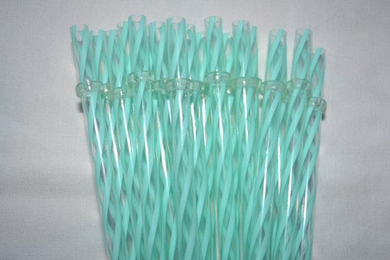 9 Mint Green & Clear Swirly Straws Reusable Clear Straws with Rings - BPA  Free - Free Shipping - Various Quantities to Choose From