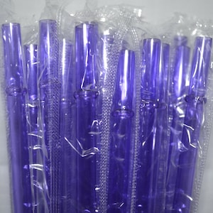Reusable 9&quot; Inch Purple Straws with Rings - BPA Free - Free Shipping / Clear Acrylic Plastic Straws Reusable