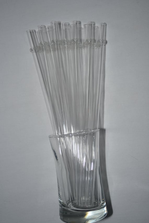 Reusable Clear Plastic Glitter Straws With Brush, Long Hard