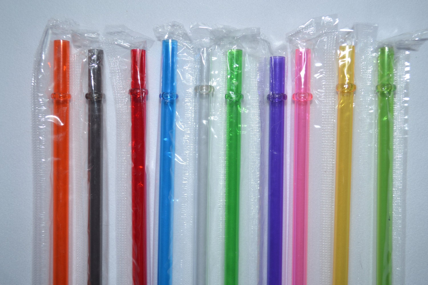 10 Reusable 9 Inch Clear Solid Straws With Rings BPA Free Free Shipping /  Solid Acrylic Plastic Straws Reusable S3 