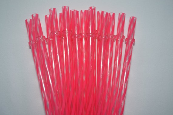 11 Reusable Straws Swirly Light Baby Pink Clear Plastic Acrylic Rings No  BPA