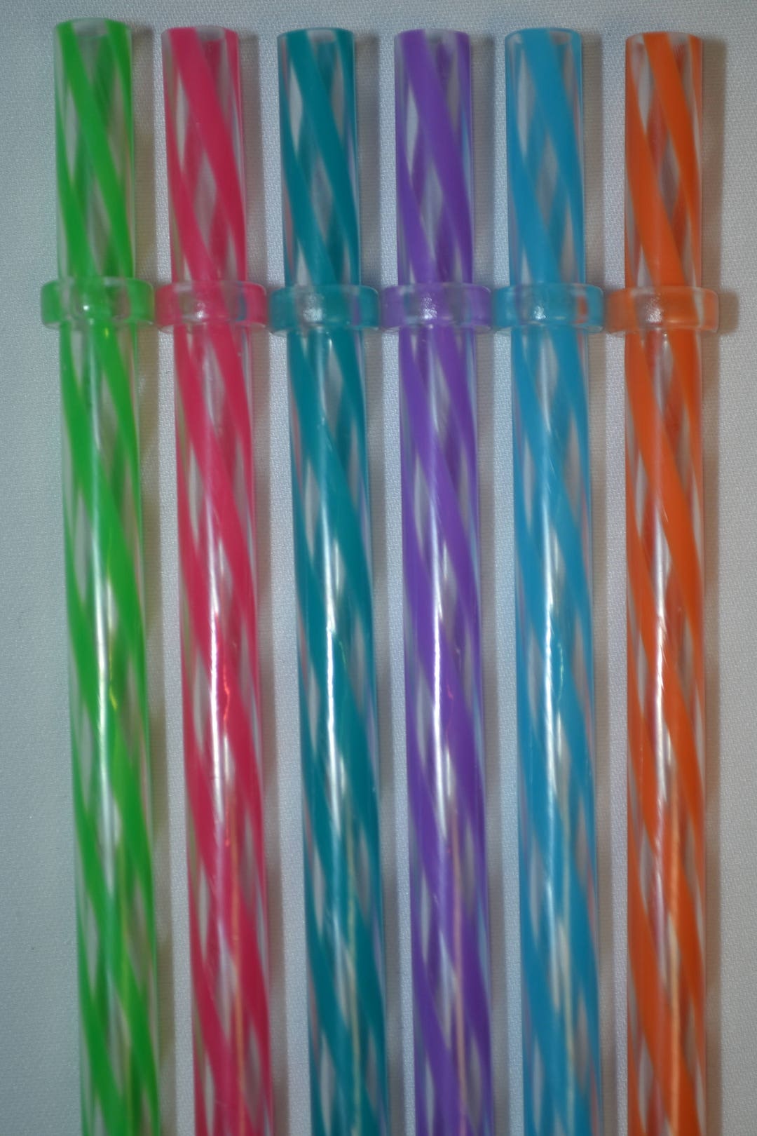 11 Inch 6 Reusable Clear Swirly Straws BPA Free Free Shipping / Striped