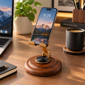 Adjustable Phone Stand for Desk | Rotating Smartphone Holder | Foldable Desktop Phone Stand | Height & Angle Adjustable Device Holder