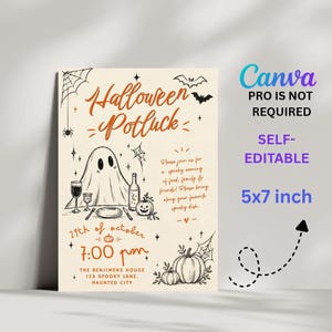 Halloween Potluck Party Invitation, Potluck Dinner Party Invite, Halloween Potluck Invitation, Printable Halloween Dinner, Pot Luck Invite