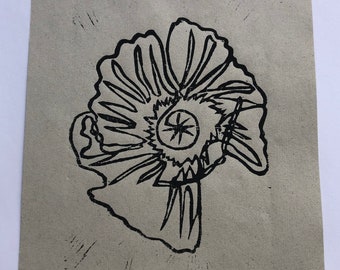 Poppy Lino Print Black No.2