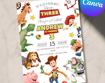 Toy Story Invitation Template, Toy Story Birthday Party, 3rd Digital Invitation, Kids Birthday Party, Woody, You've Got a Friend