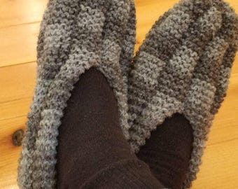 Pantoufles en laine à damier tricotées à la main : super chaudes et confortables