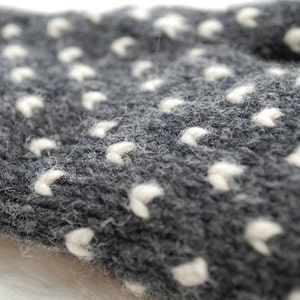 Grey Thrummed Mittens. Grey with striped cuff. image 3