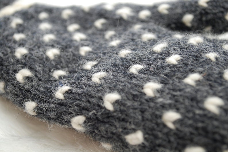 Grey Thrummed Mittens. Grey with striped cuff. image 3