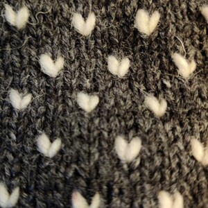 Grey Thrummed Mittens. Grey with striped cuff. image 5