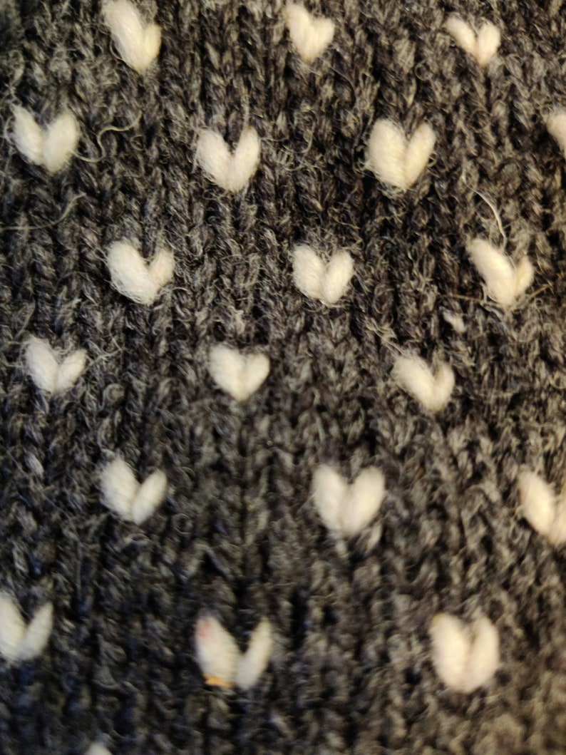 Grey Thrummed Mittens. Grey with striped cuff. image 5