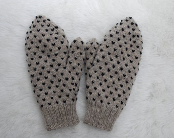 Handknit Thrummed Mittens Sheep's Grey Adult Small Adult Medium Adult Large