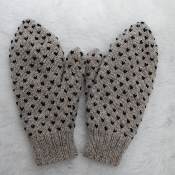 Handknit Thrummed Mittens Sheep's Grey Adult Small Adult Medium Adult Large