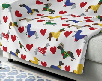 Dachshund Sherpa Blanket, Doxie Throw, Airstream Bambi Decor