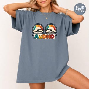 T-shirt med exekutiv funktion, AuDHD-tröja med hyperfokus och dysfunktion, tecknad urtavla, Comfort Colors® neurodivergent gåva