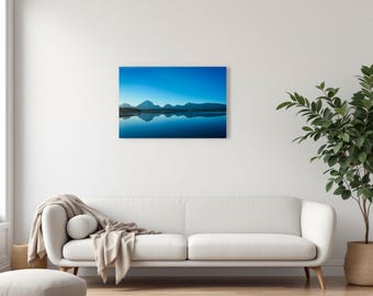 Teton Lake Reflection Print Mountain Wall Art Wyoming Landscape Photography Modern Cabin Decor