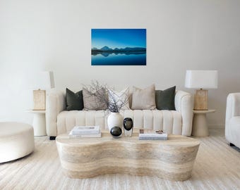 Grand Teton Reflection Print Mountain Lake Wall Art Wyoming Landscape Photography Cabin Decor