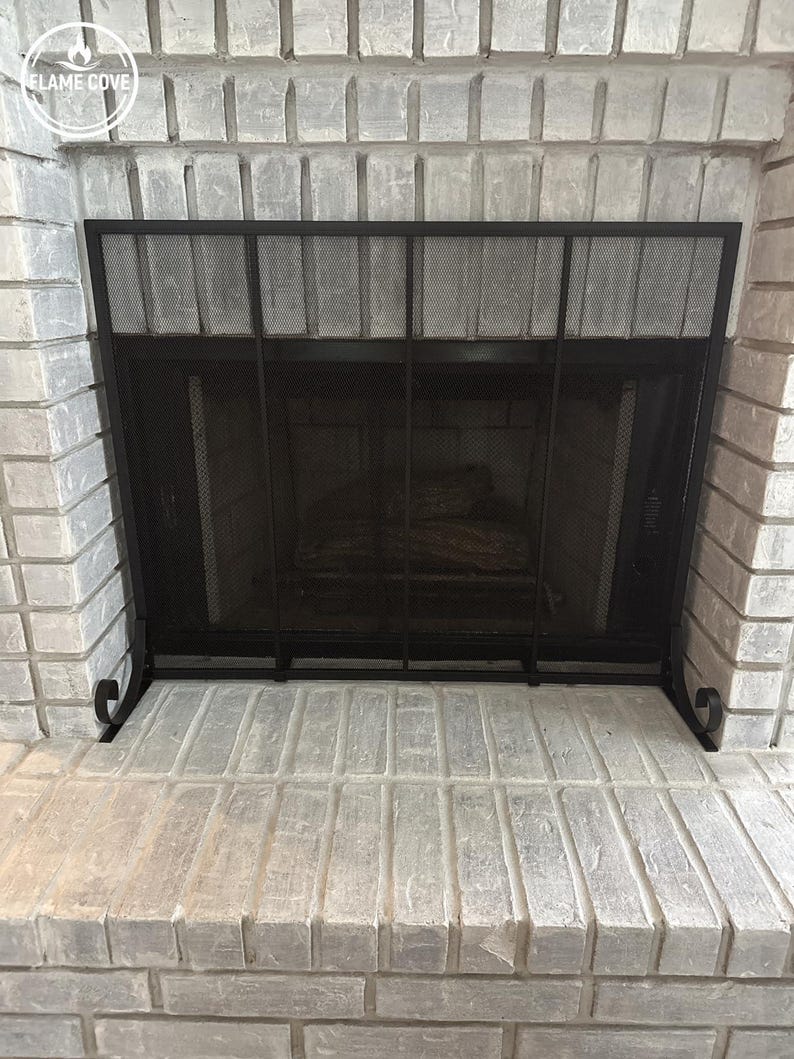 Single Panel Iron Fireplace Screen | Fireplace Guard | Spark Guard