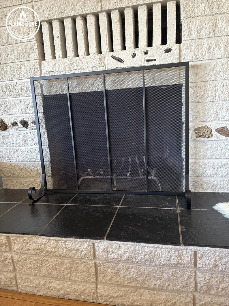 Single Panel Iron Fireplace Screen | Fireplace Guard | Spark Guard