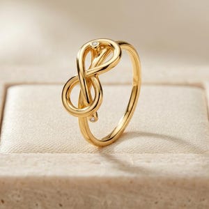 Gold Infinity Ring - Dainty Promise Ring for Her - Minimalist Eternity Ring - Cubic Zirconia Jewelry Gift - Nolla Treasury