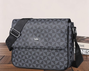 Men's Fashionable All Over Print Zipper Tote Bag, Large Capacity for Daily Used, Casual Trendy Versatile High-quality Daily Commuting Bag