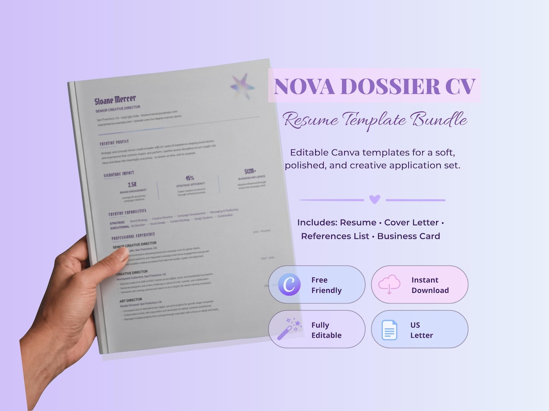 Nova Dossier résumé template bundle preview